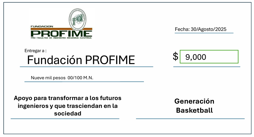 Cheque Generación Basketball